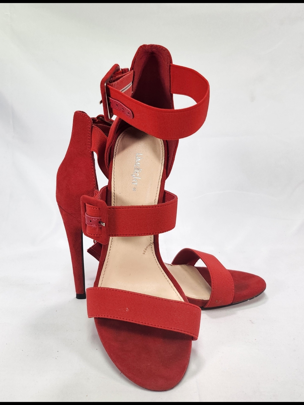 Limelight Red Suede Strappy Stiletto Sandals